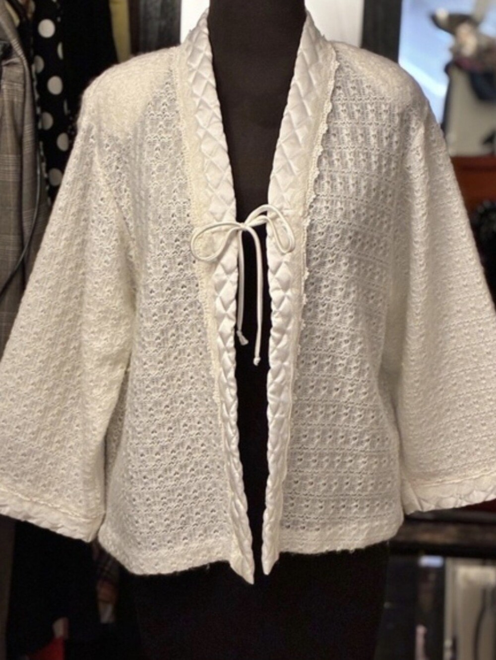 Vintage 1970s Christian Dior Open-Knit Bed Jacket Shrug